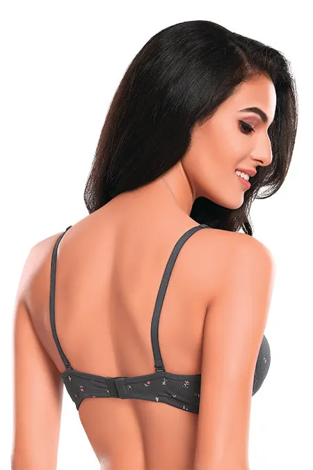 1030-15 -Cotton Printed Bra-Grey