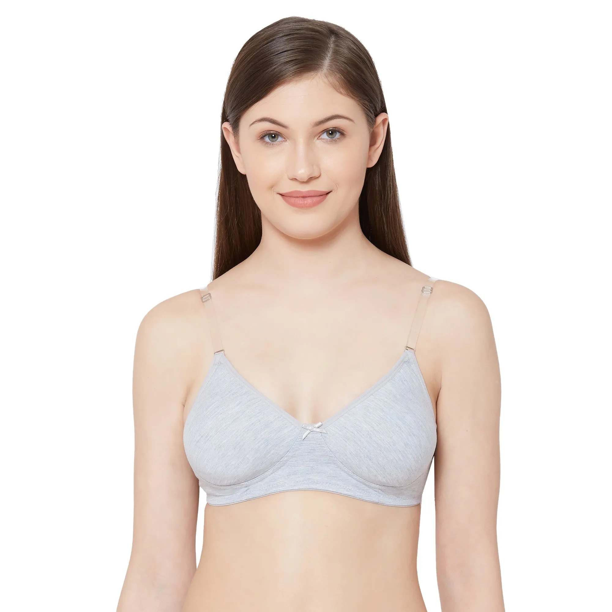 1030-Cotton Basics Plain Soft Padded T-Shirt Bra Grey