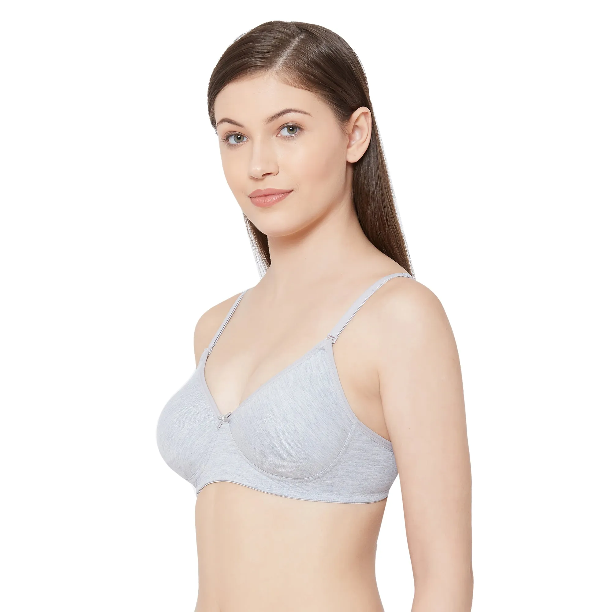 1030-Cotton Basics Plain Soft Padded T-Shirt Bra Grey
