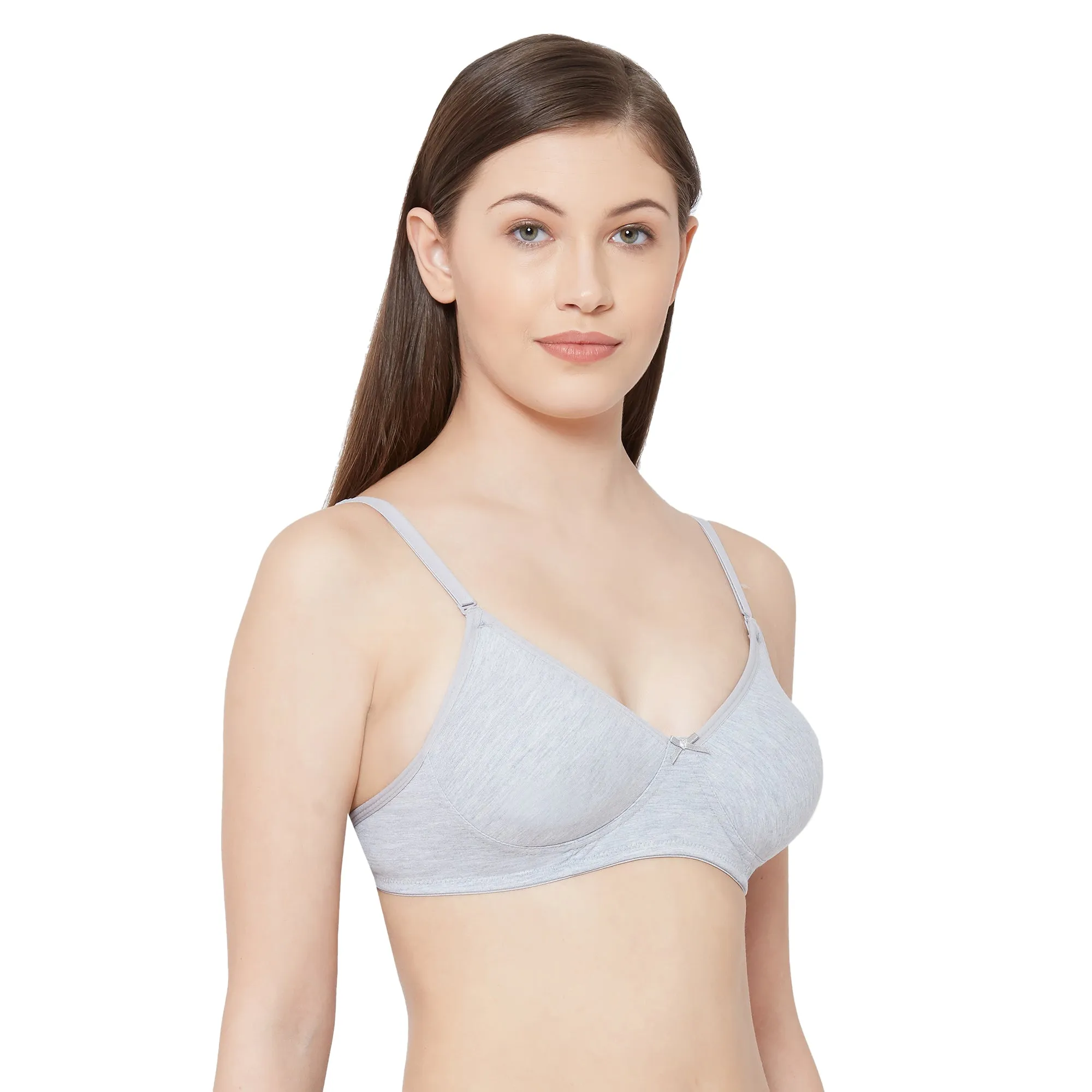 1030-Cotton Basics Plain Soft Padded T-Shirt Bra Grey