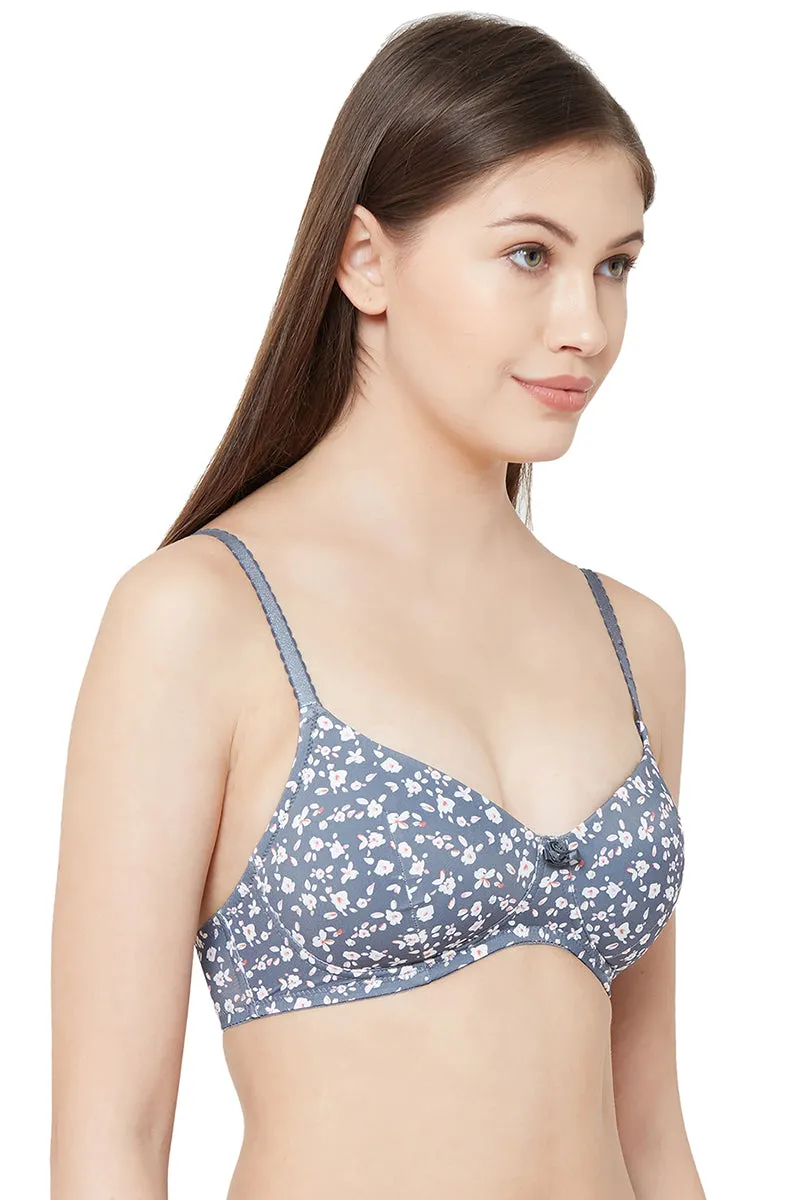 6399-Printed Polymide Padded T-shirt Bra Grey