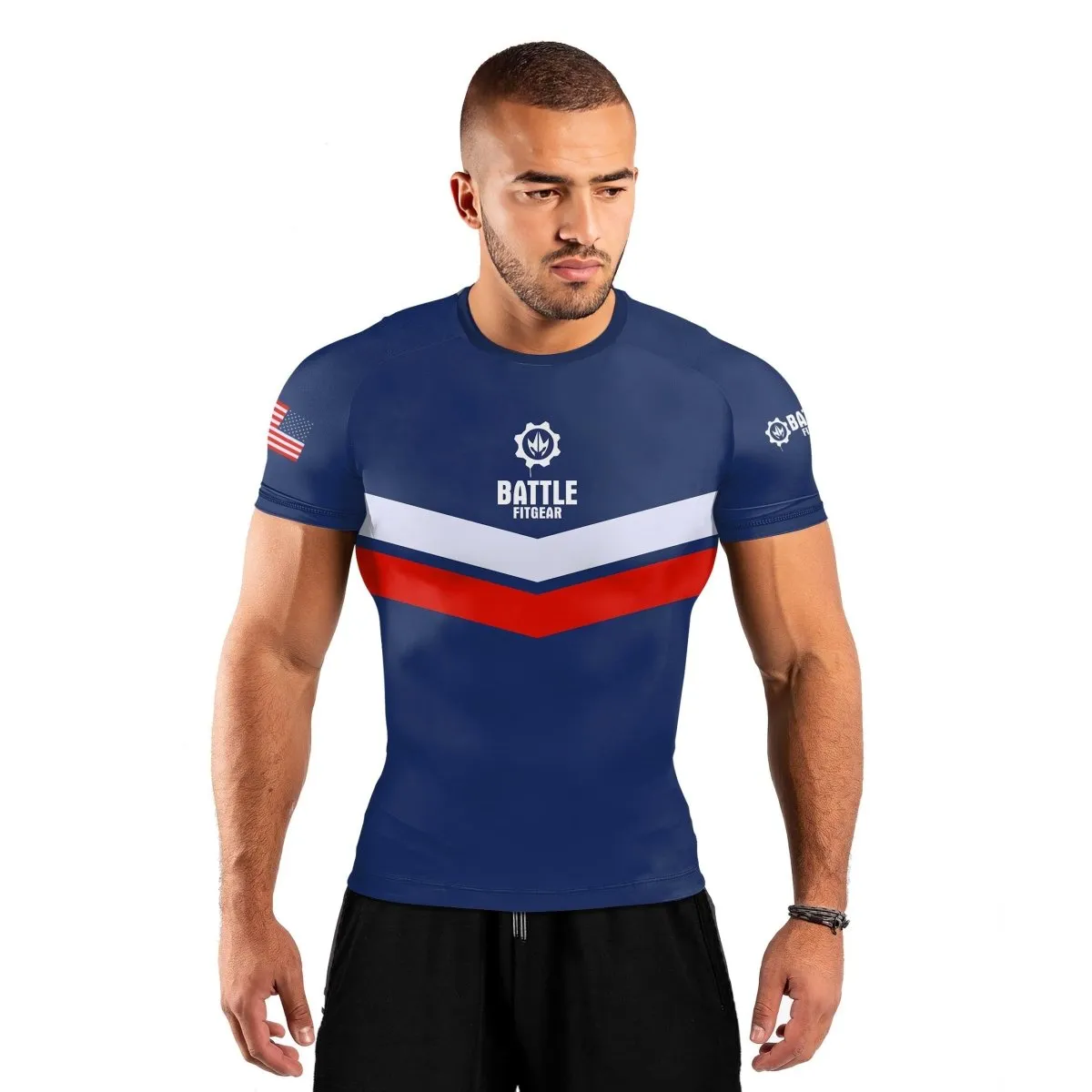 American Flag Short Sleeve Rash Guard