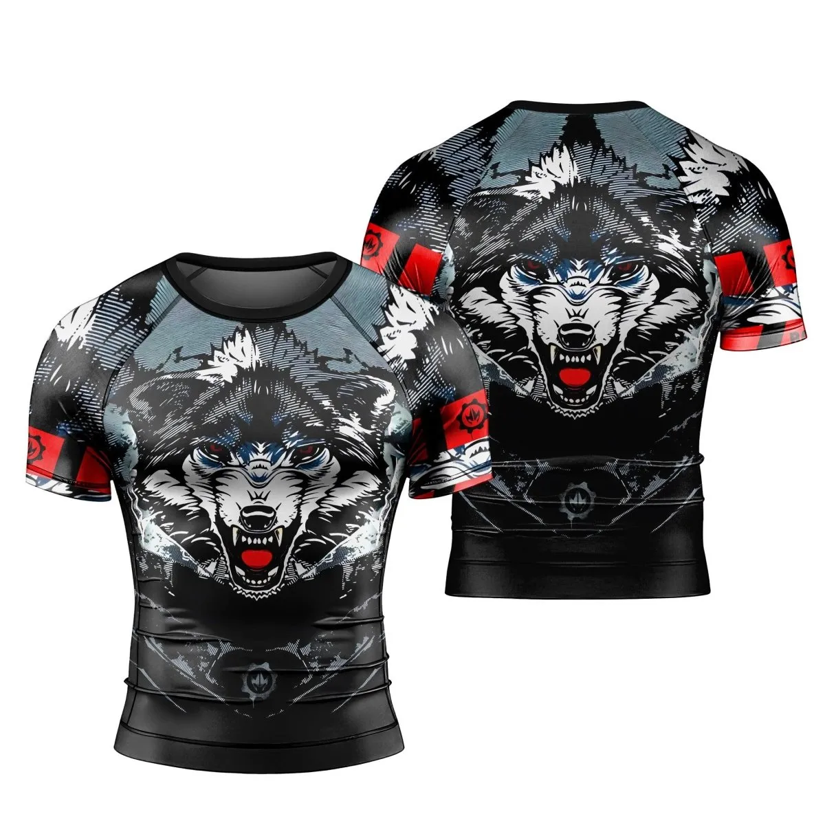 Angry Wolf Men's Short Sleeve Rash Guard
