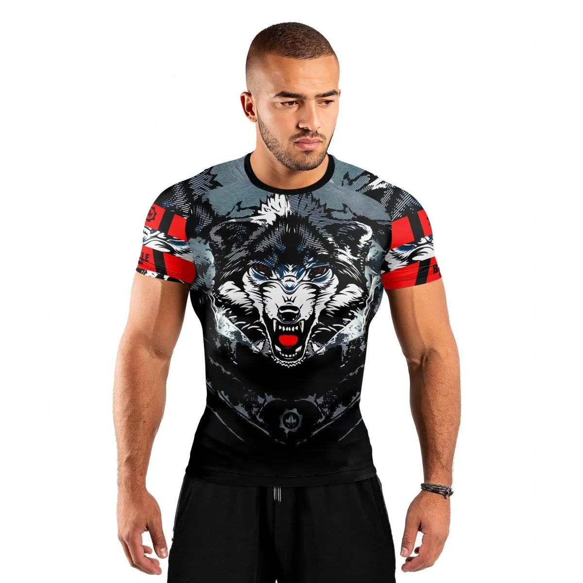 Angry Wolf Men's Short Sleeve Rash Guard
