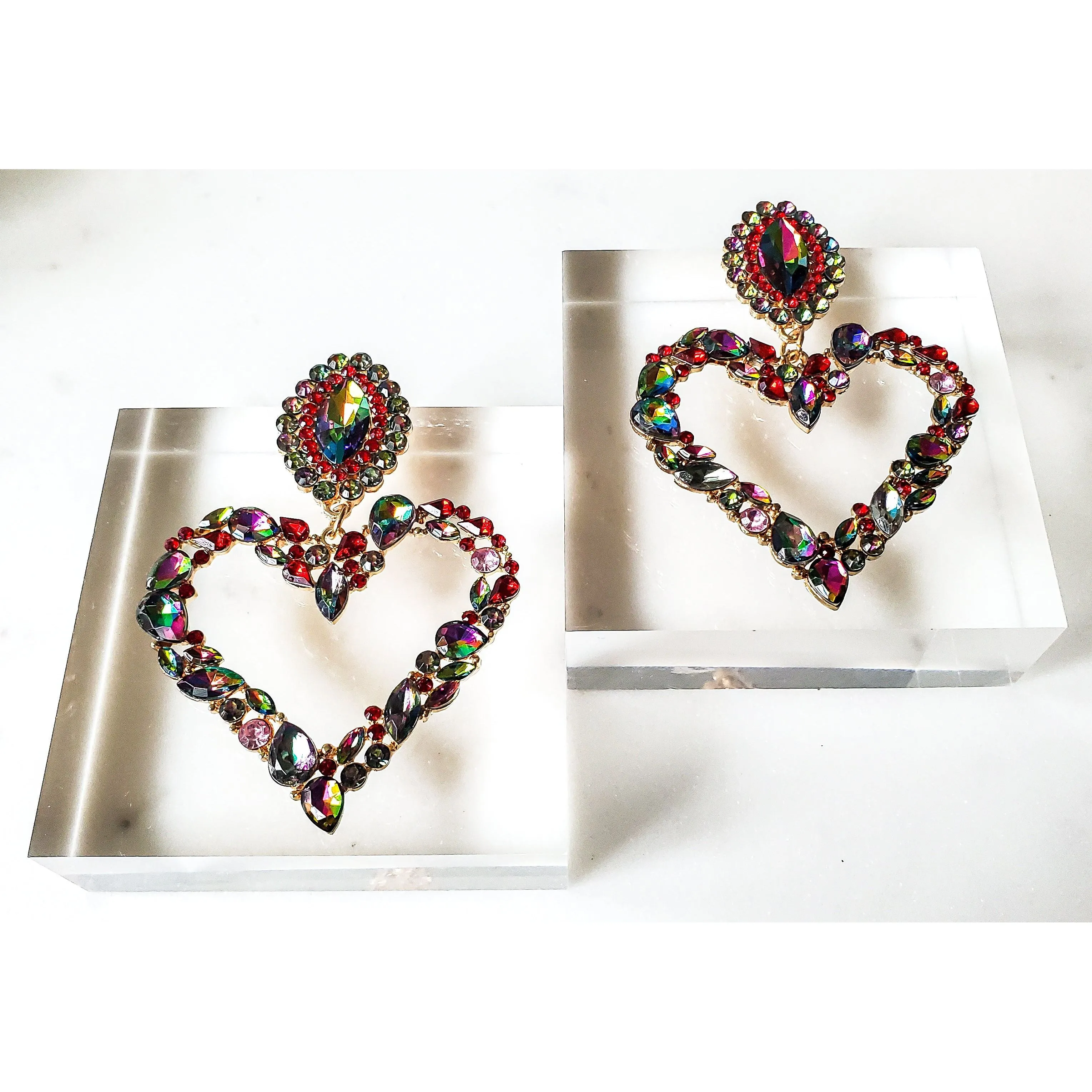 Ariana Jeweled Heart Earrings