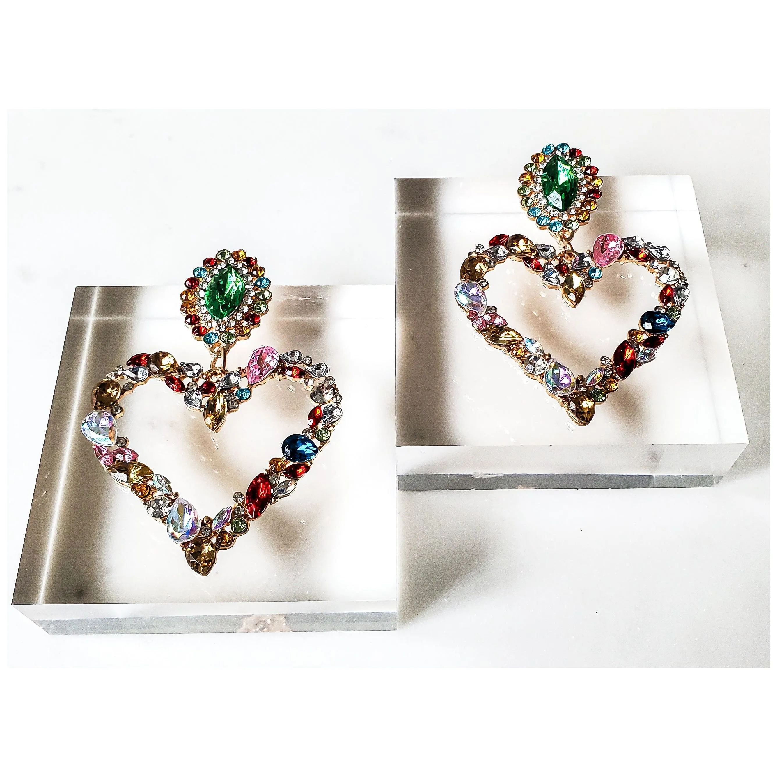 Ariana Jeweled Heart Earrings