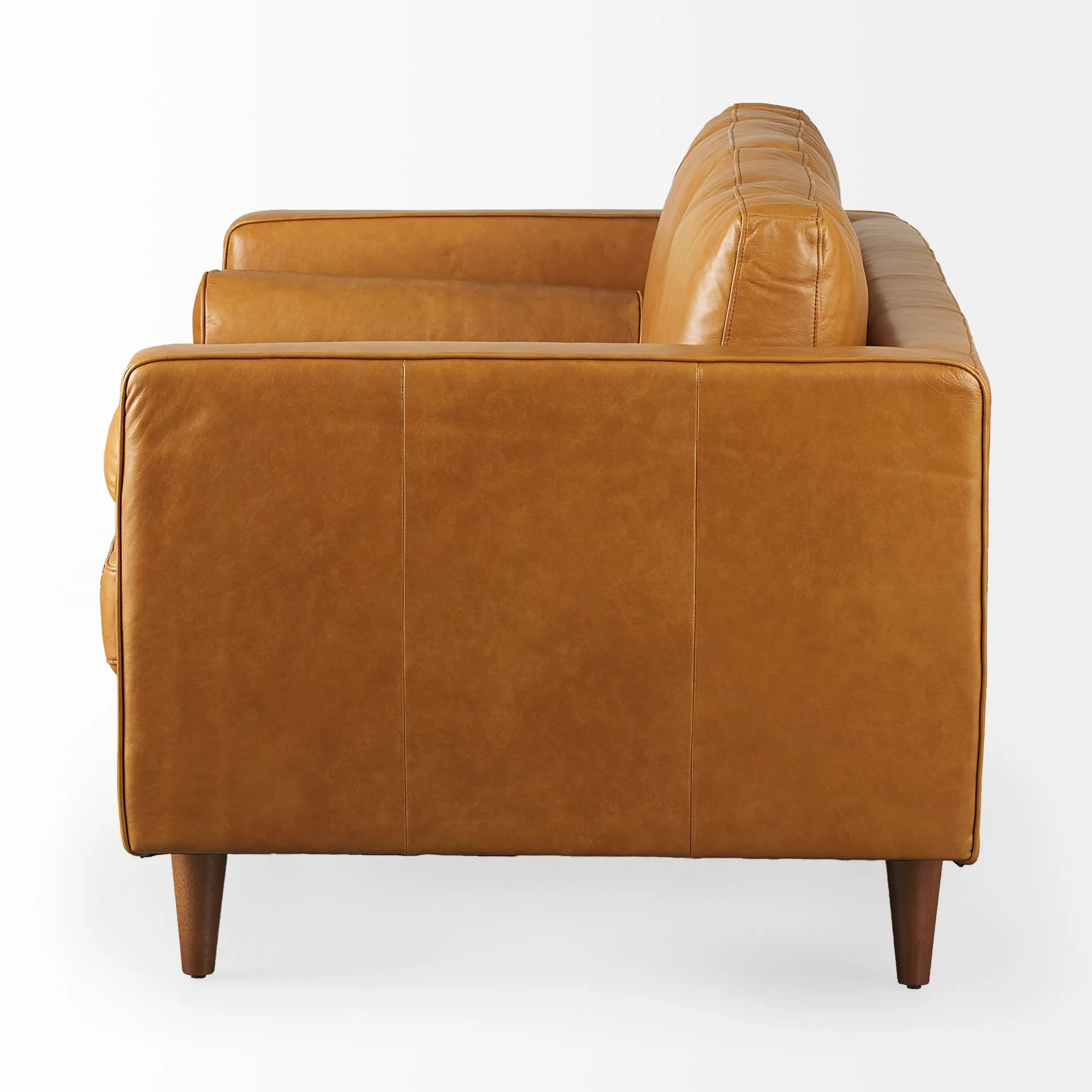 Arne Love Seat Sofa in Tan Leather