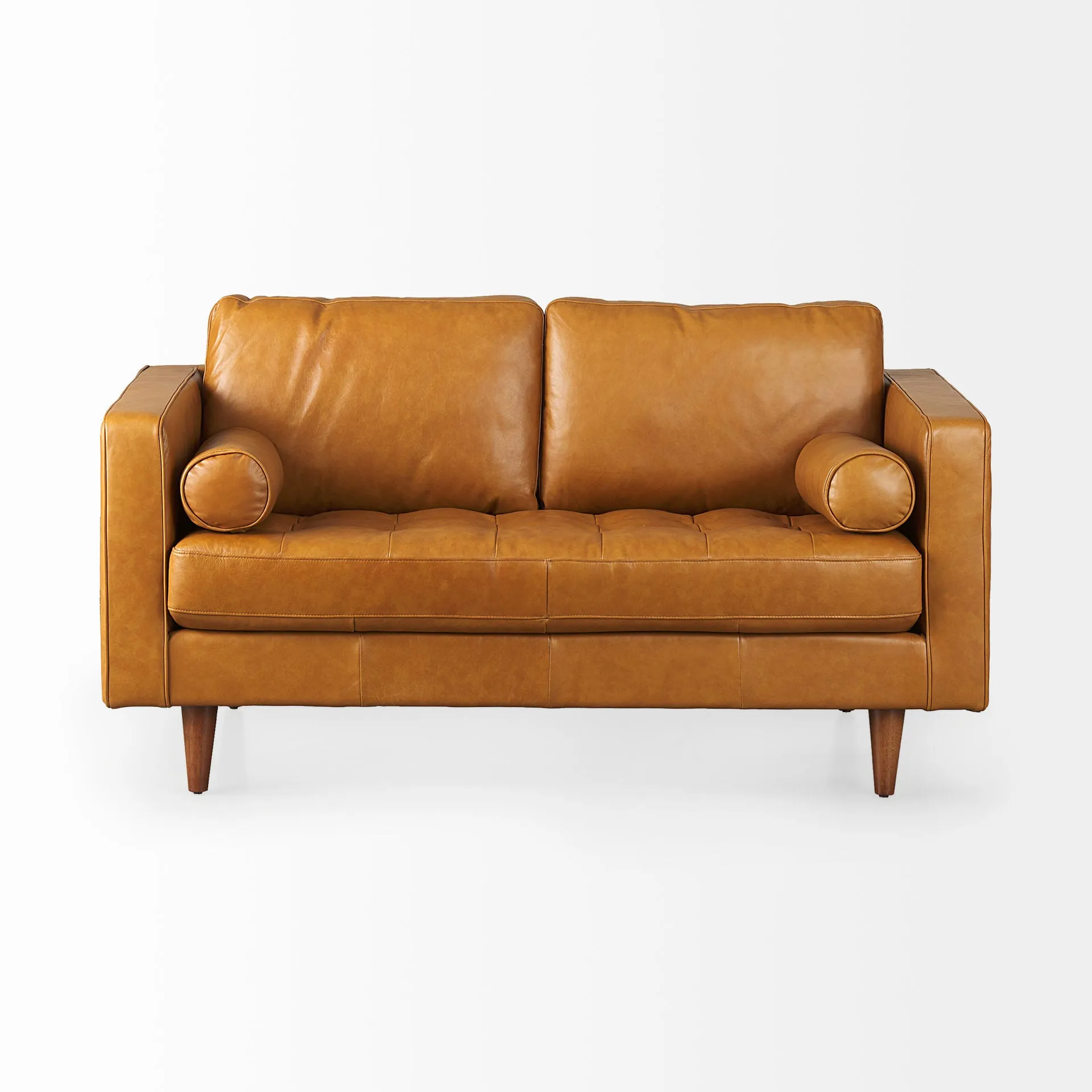 Arne Love Seat Sofa in Tan Leather
