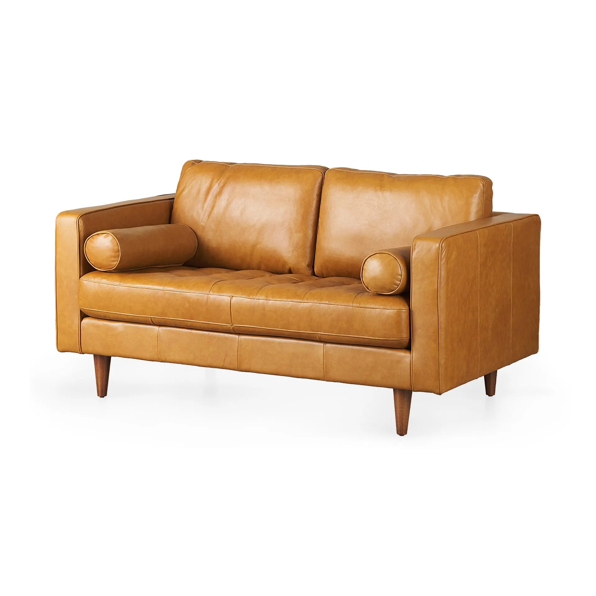 Arne Love Seat Sofa in Tan Leather