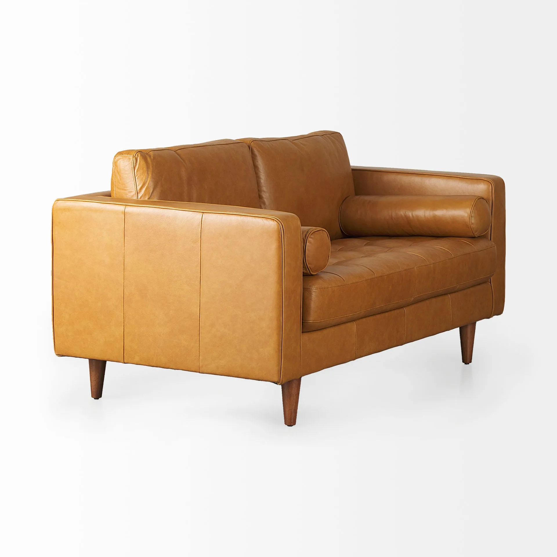 Arne Love Seat Sofa in Tan Leather