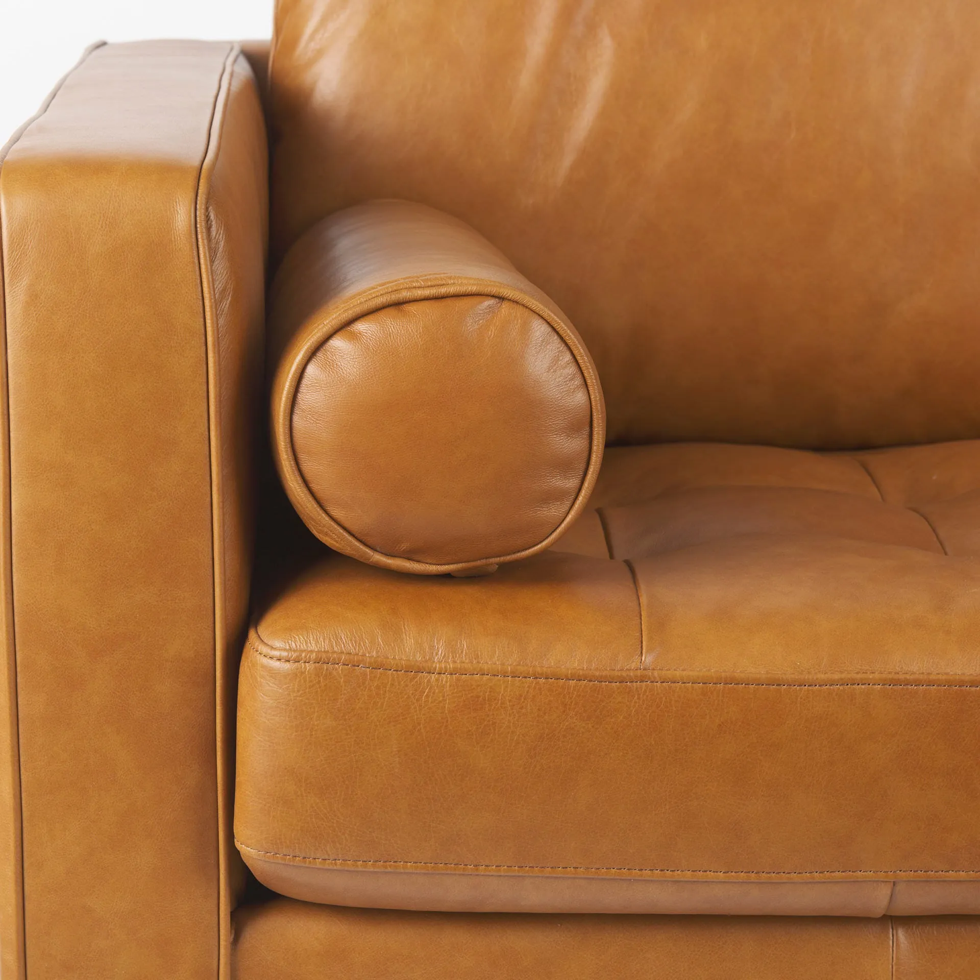 Arne Love Seat Sofa in Tan Leather