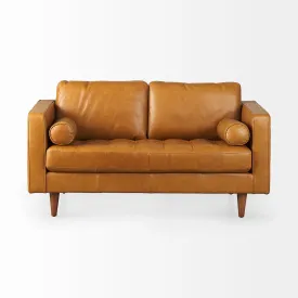 Arne Love Seat Sofa in Tan Leather