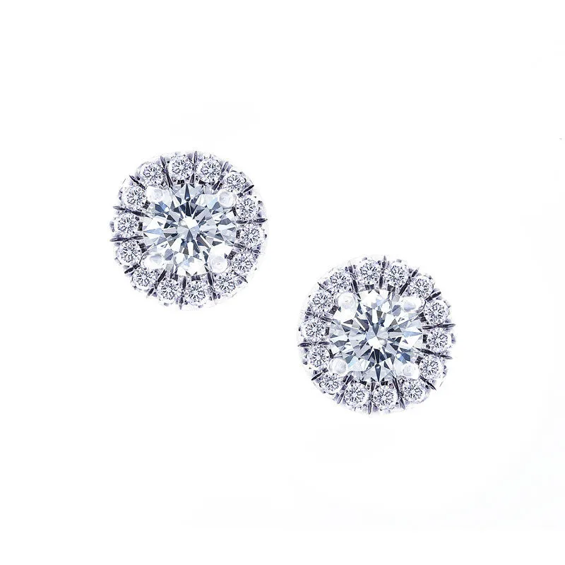 Aura Collection Diamond Halo Earrings, 1.30 Total Carat