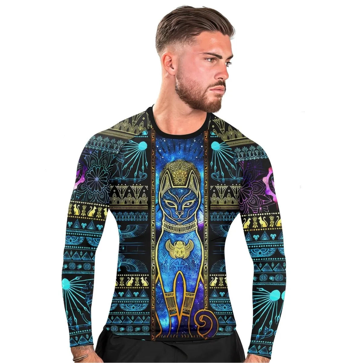 Bastet Galaxy Men's Long Sleeve Rash Guard