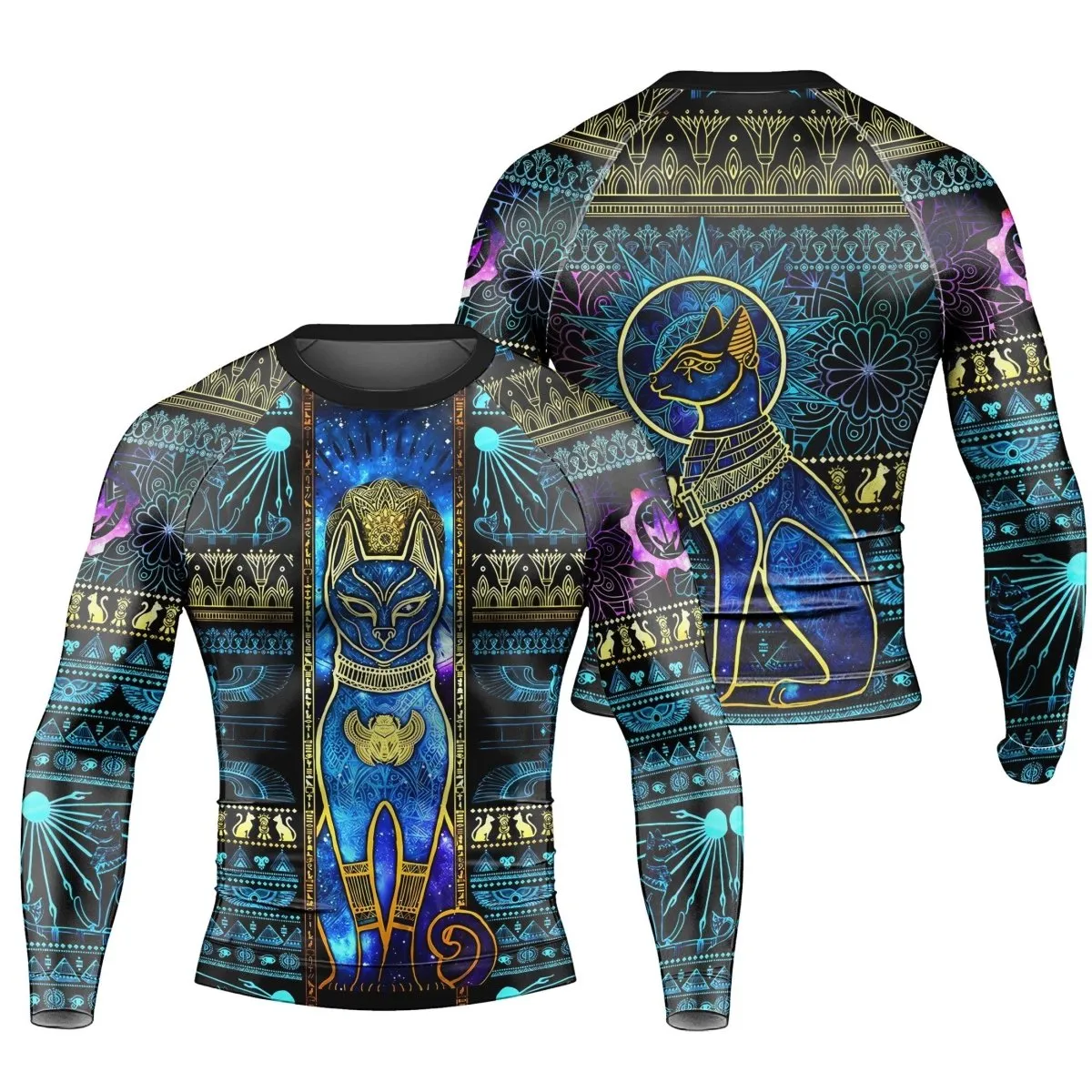Bastet Galaxy Men's Long Sleeve Rash Guard
