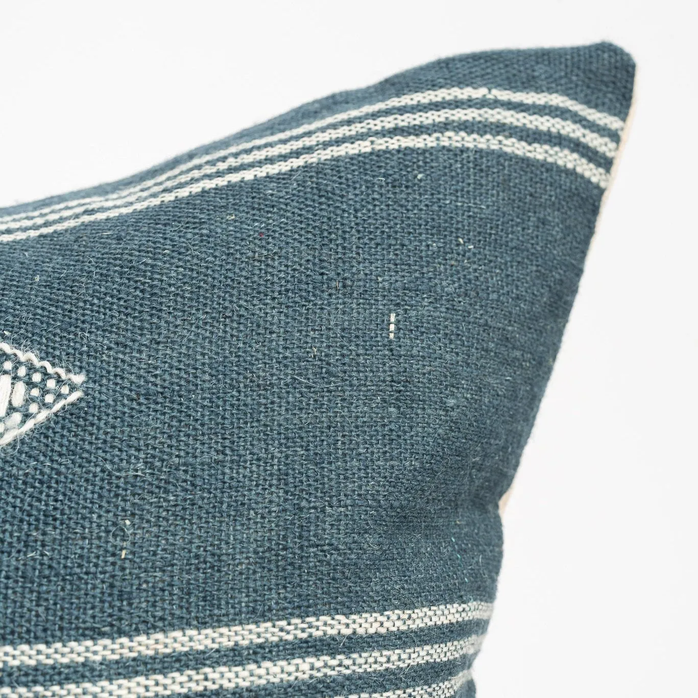 Bhujodi Wool Handloom 16" x 24" Lumbar Pillow in Blue
