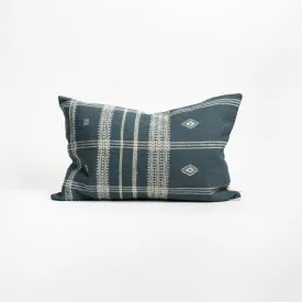 Bhujodi Wool Handloom 16" x 24" Lumbar Pillow in Blue