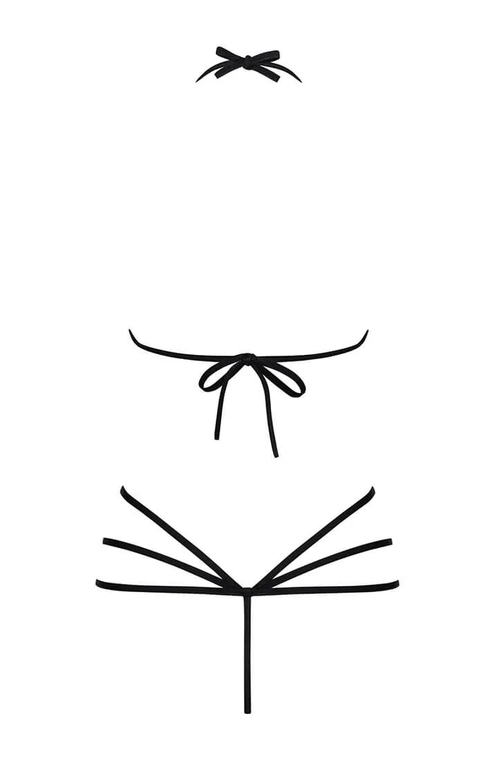 Black crotchless strap teddy - The COAX Suit