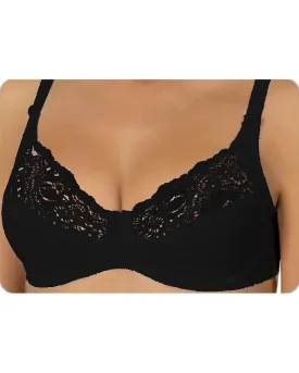 Black Net Comfort Bra - Non Padded,Non Wired Bra - D.F Dream