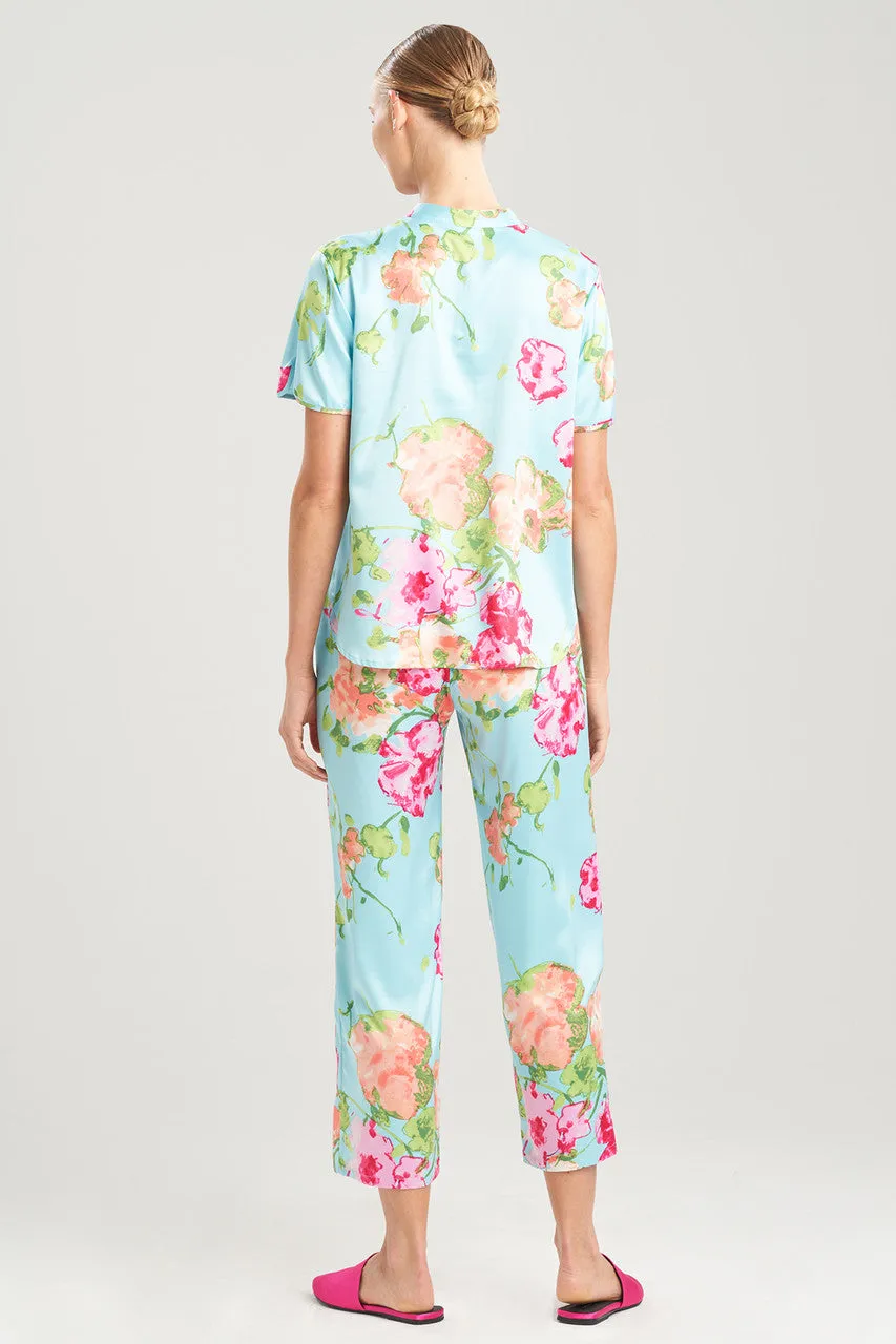 Bouquet-Printed Matte Satin PJ