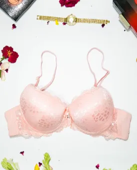 Bridal Lace Bra - Double Padded Underwire Bra - Peach - 2899