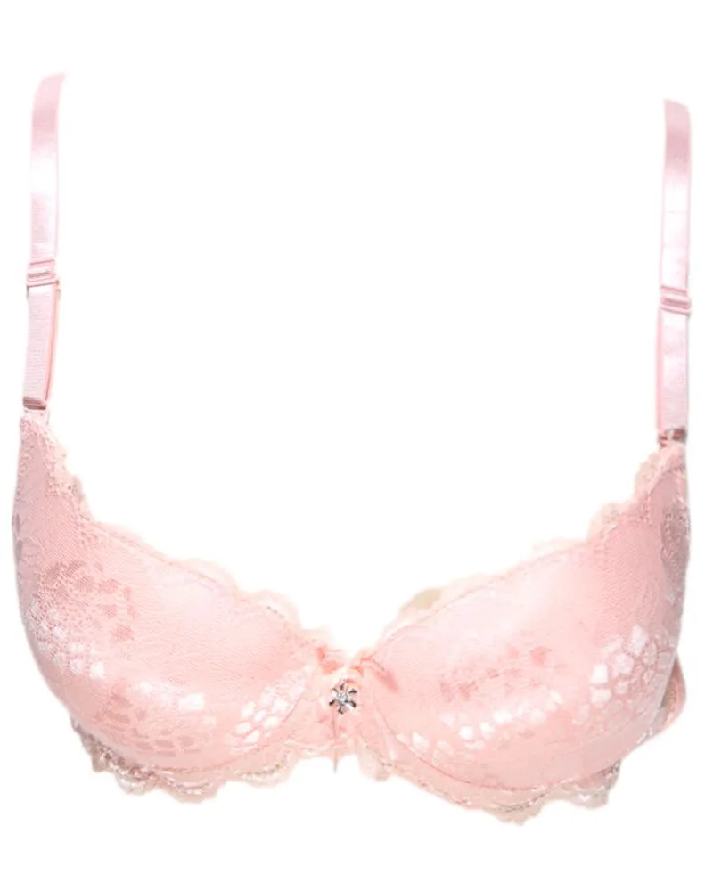 Bridal Lace Bra - Double Padded Underwire Bra - Peach - 2899