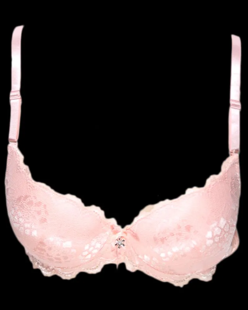 Bridal Lace Bra - Double Padded Underwire Bra - Peach - 2899