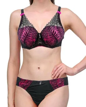 Bridal Pink & Black 801620 Single Padded Bra Panty Set - By Senselle