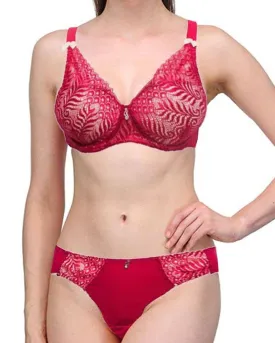 Bridal Red 801620 Single Padded Bra Panty Set - By Senselle