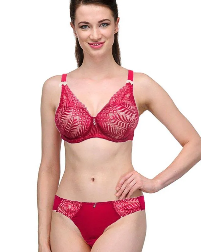 Bridal Red 801620 Single Padded Bra Panty Set - By Senselle