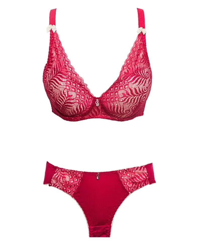 Bridal Red 801620 Single Padded Bra Panty Set - By Senselle