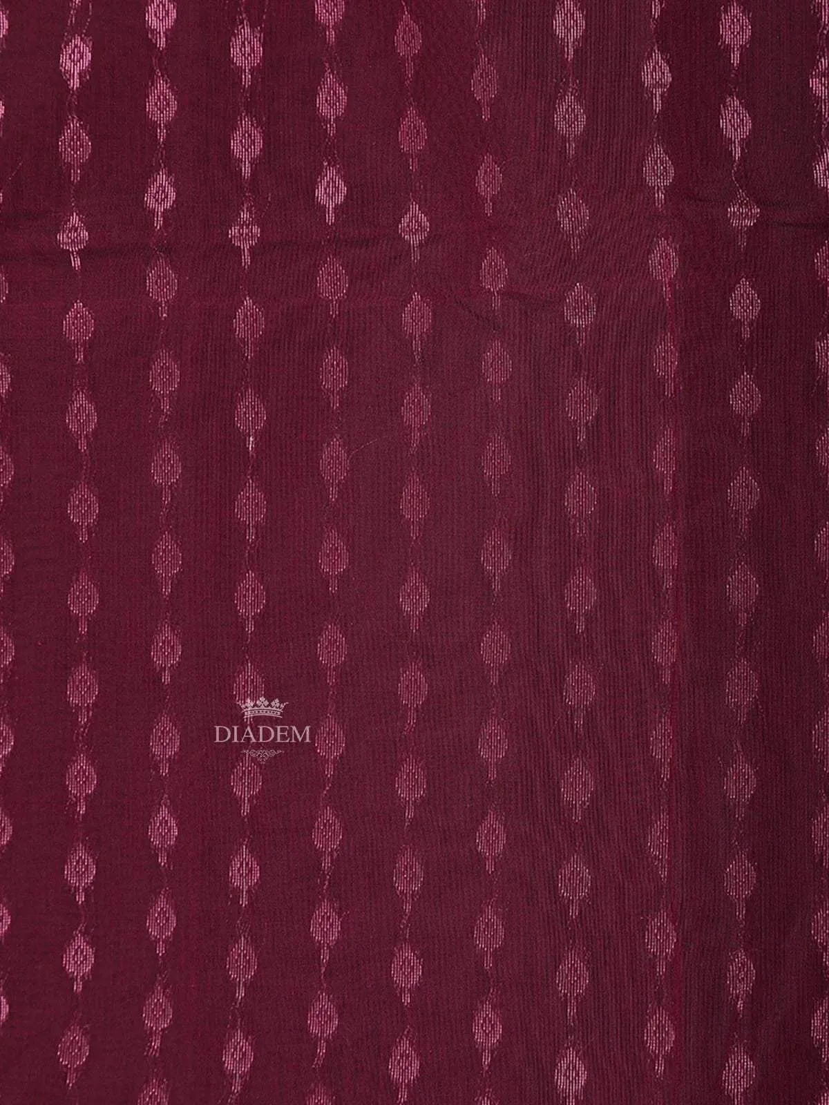 Burgundy Silk Cotton Saree with Arrow Motif Design on the Body with Contrast Border