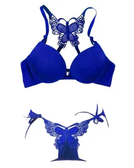 Butterfly Sexy Bra Panty Sets - Blue