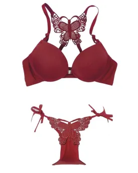 Butterfly Sexy Bra Panty Sets - Maroon