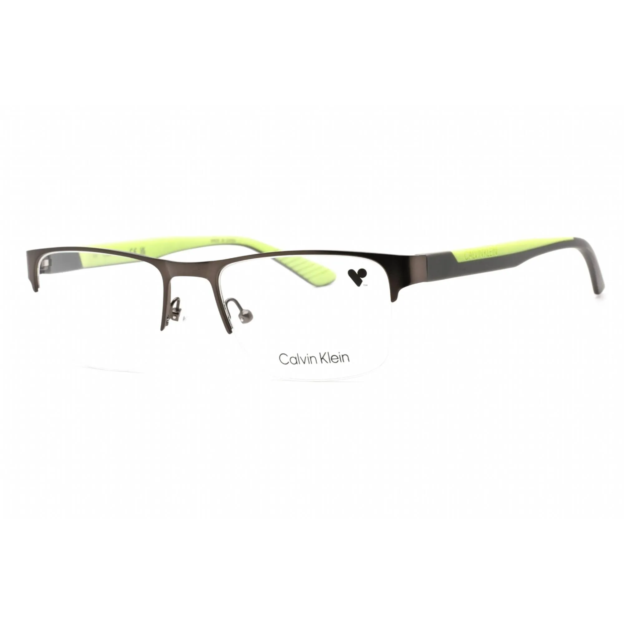 Calvin Klein Men's Eyeglasses - Half Rim Satin Gunmetal Metal Frame | CK21304 008