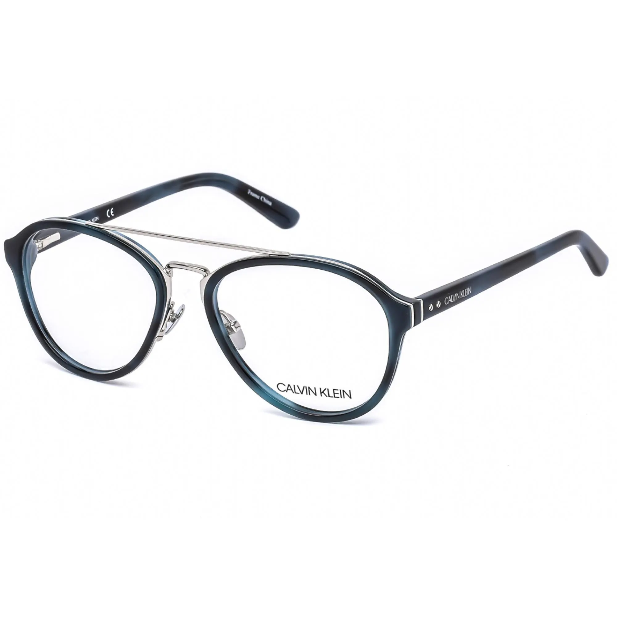 Calvin Klein Men's Eyeglasses - Navy Havana Aviator Acetate Full Rim | CK18511 412