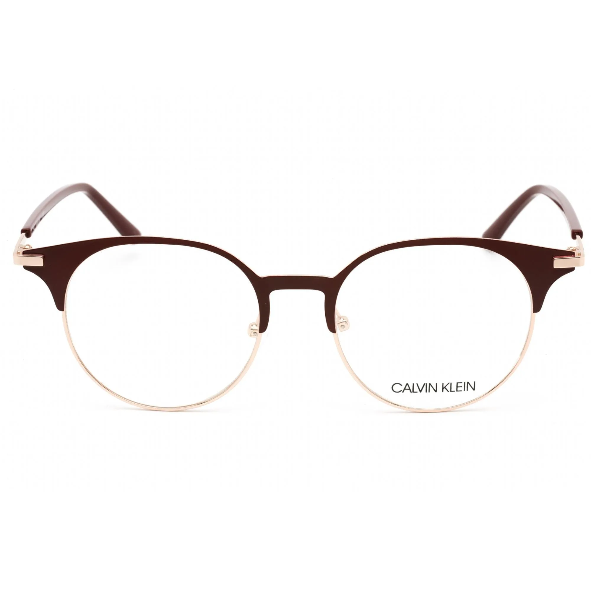 Calvin Klein Men's Eyeglasses - Satin Burgundy Round Frame Clear Lens | CK19319A 605