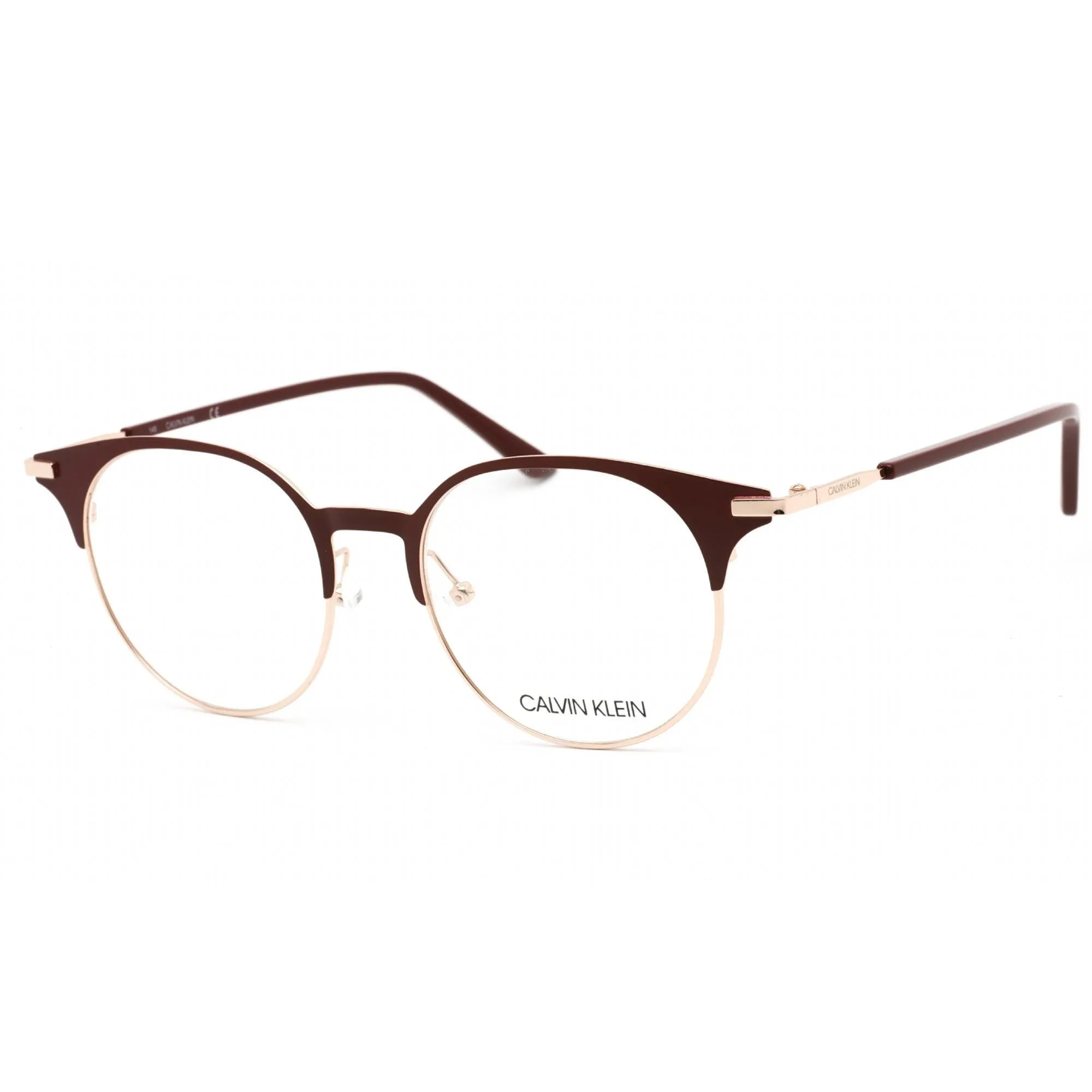 Calvin Klein Men's Eyeglasses - Satin Burgundy Round Frame Clear Lens | CK19319A 605