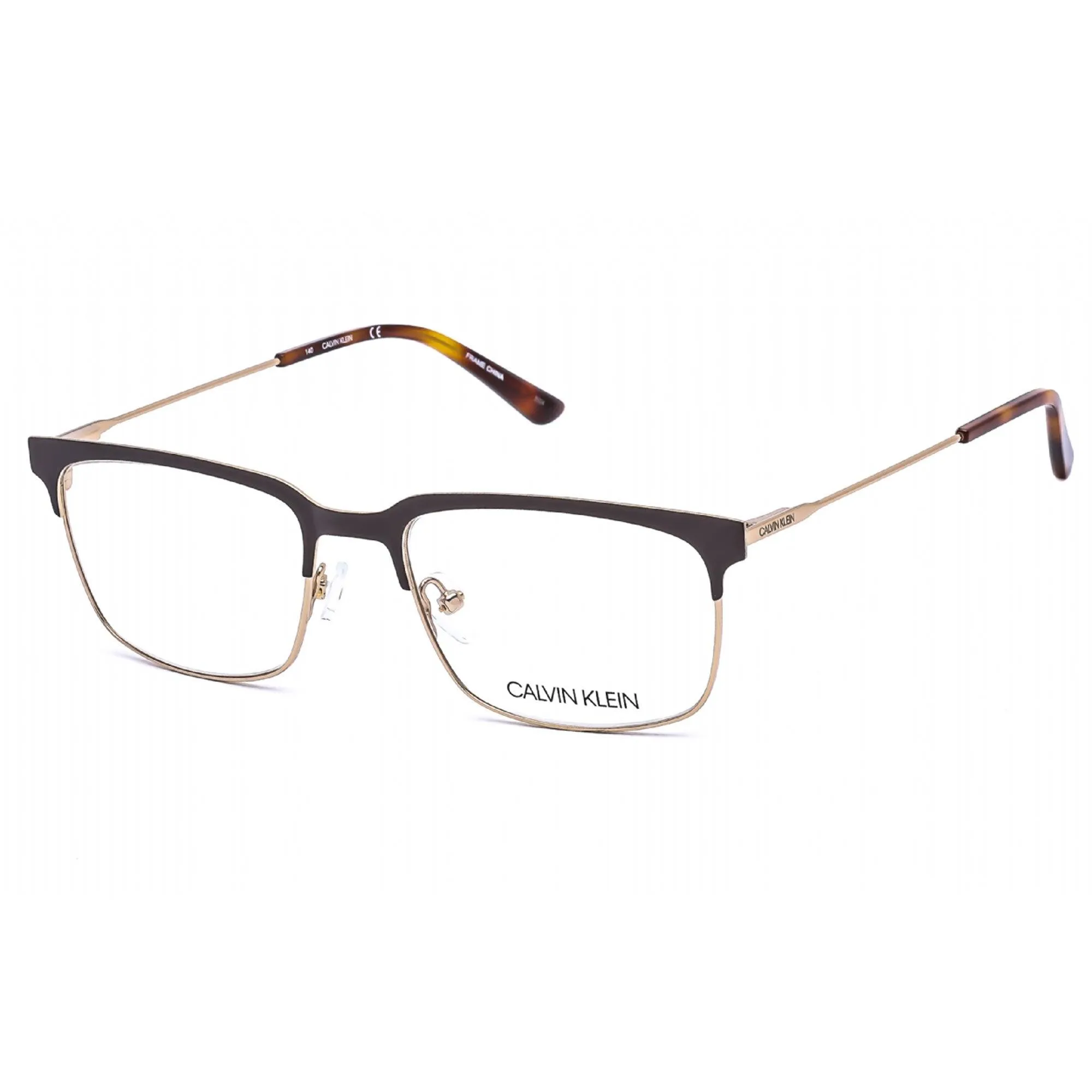 Calvin Klein Unisex Eyeglasses - Brown Rectangular Metal Full Rim Frame | CK18109 200