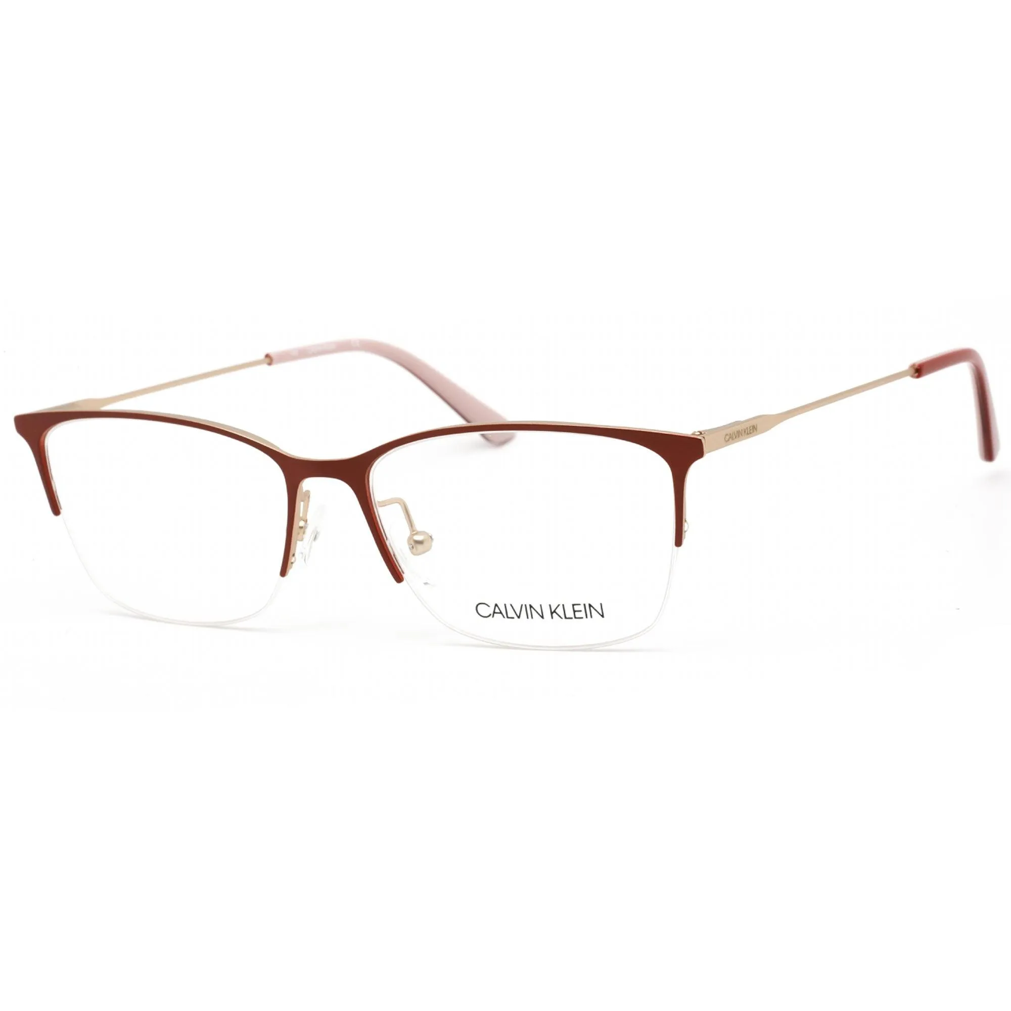 Calvin Klein Women's Eyeglasses - Satin Red Half Rim Rectangular Frame | CK18121 600