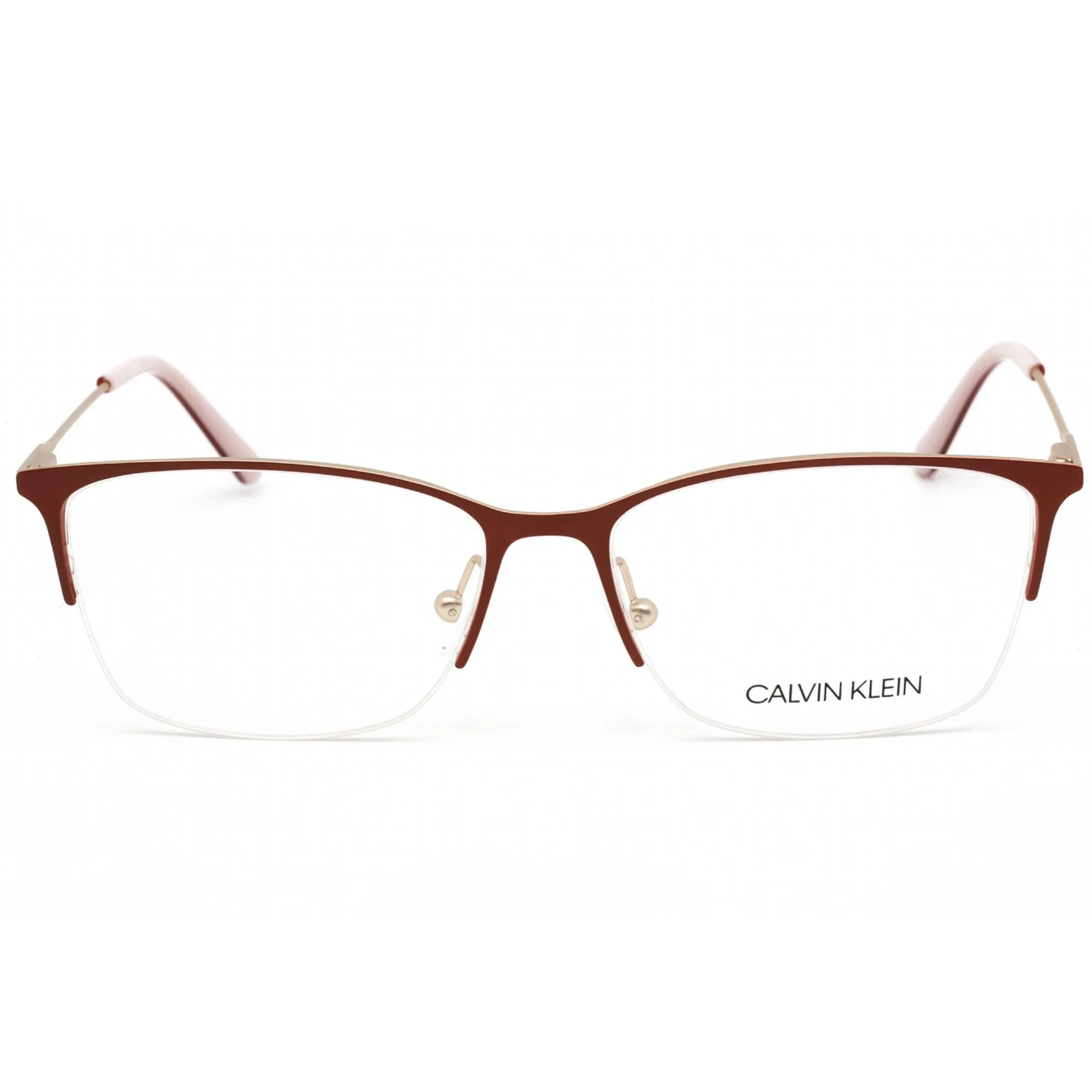 Calvin Klein Women's Eyeglasses - Satin Red Half Rim Rectangular Frame | CK18121 600