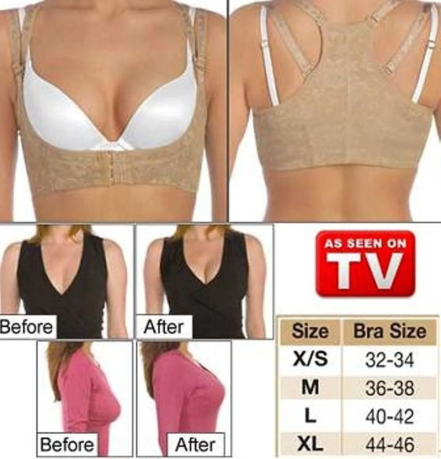 Chic Shaper Perfect Posture Bra Top-Nude Extra L(Size 44-46)
