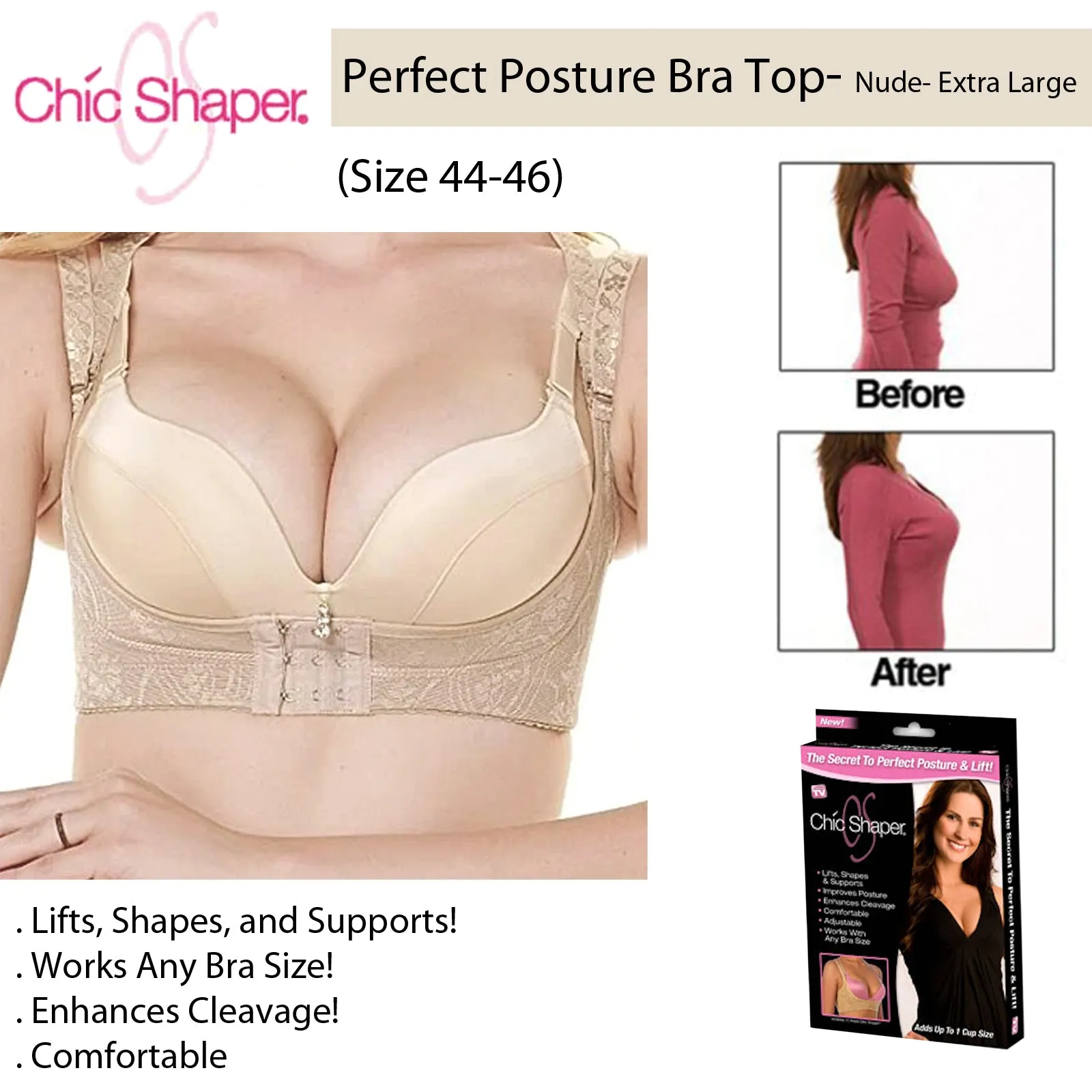 Chic Shaper Perfect Posture Bra Top-Nude Extra L(Size 44-46)