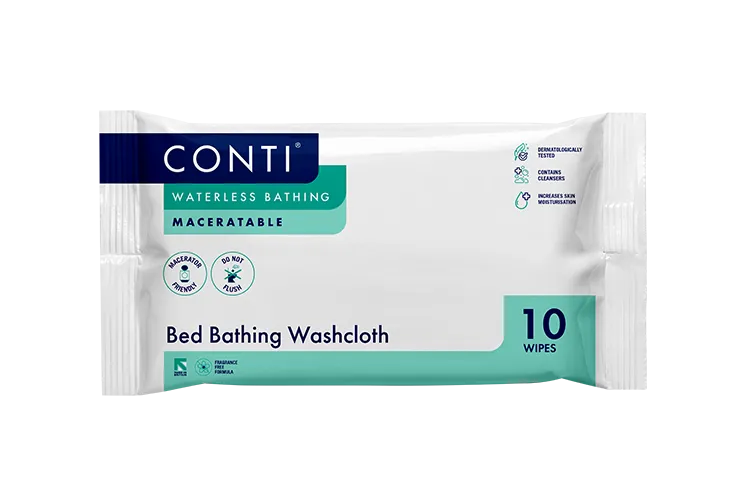 Conti® Maceratable Bed Bathing Washcloth - Fragrance Free - 10 Cloths