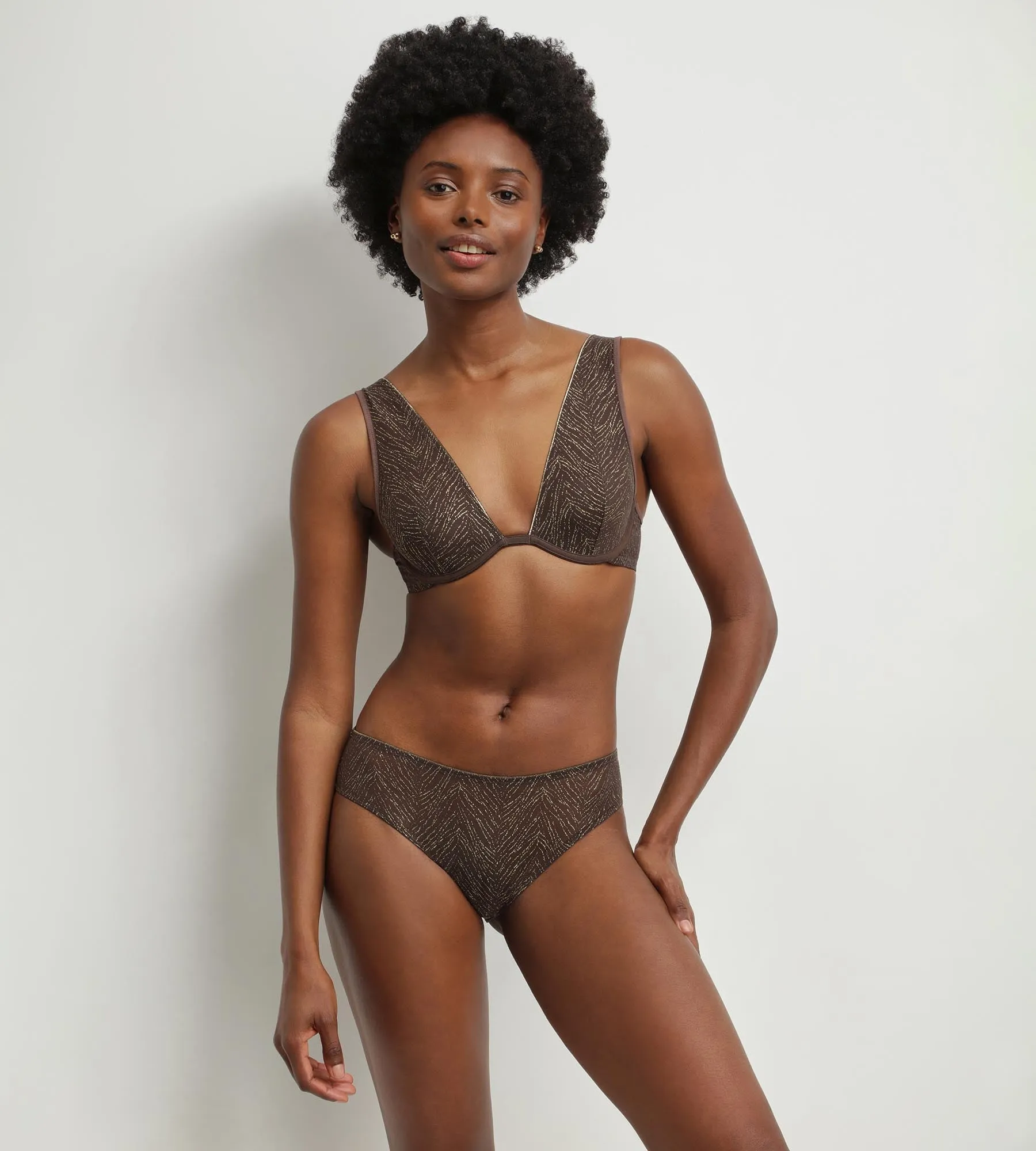 Culotte en tulle Chocolat et zébrures or Dim Generous Édition Limitée