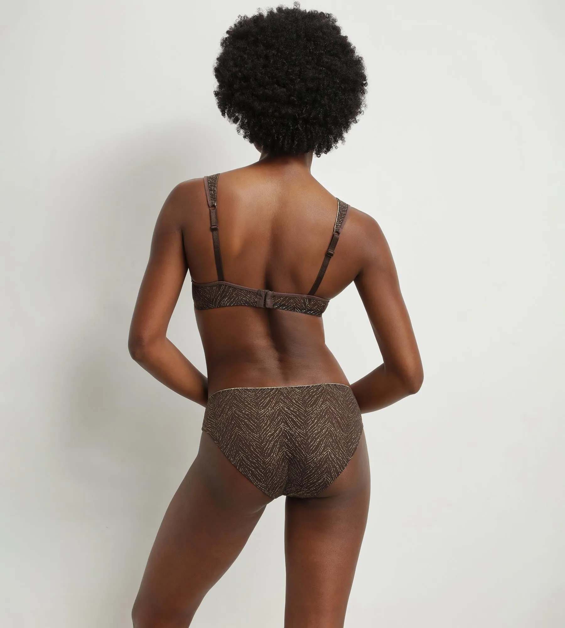 Culotte en tulle Chocolat et zébrures or Dim Generous Édition Limitée