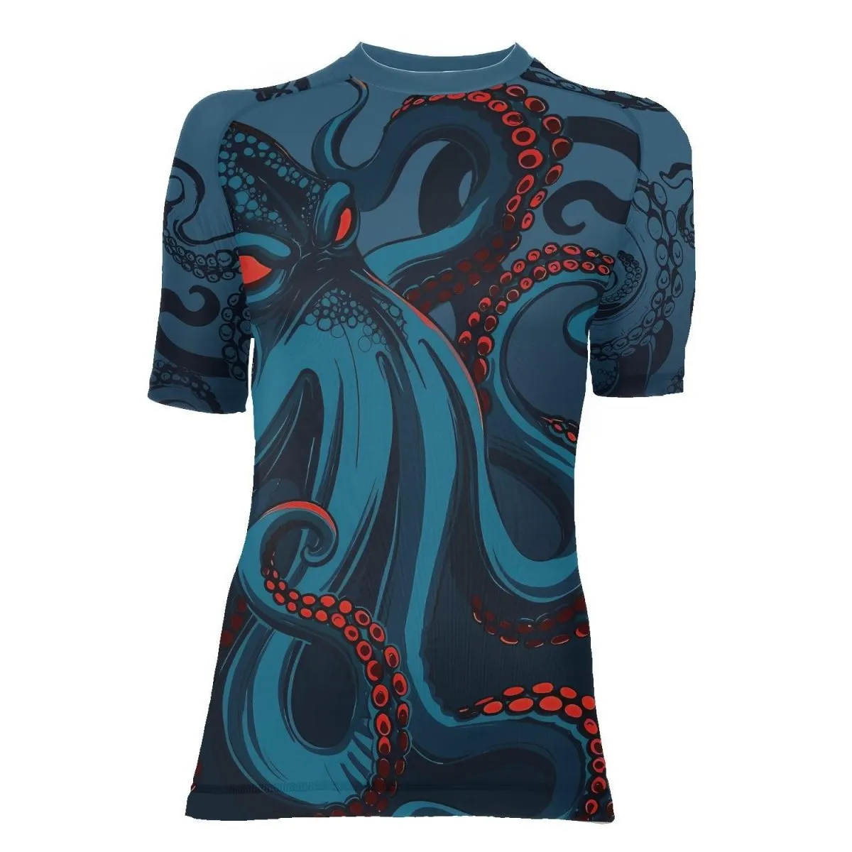 Dark Sea Octopus Women's Short Sleeve Rash Guard