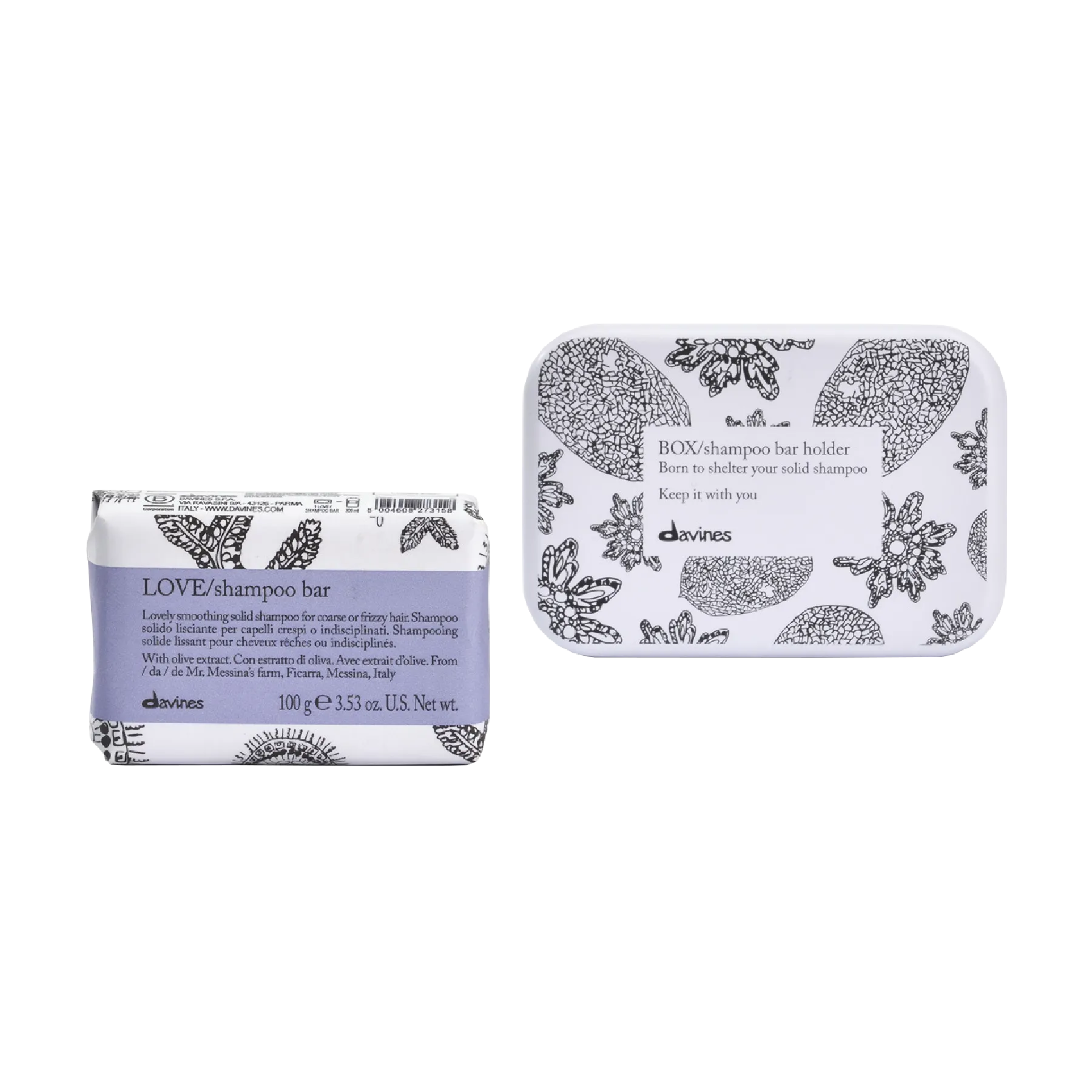 Davines LOVE Shampoo Bar Hydrating Shampoo for Dry and Dehydrated Hair 3.53oz and Case