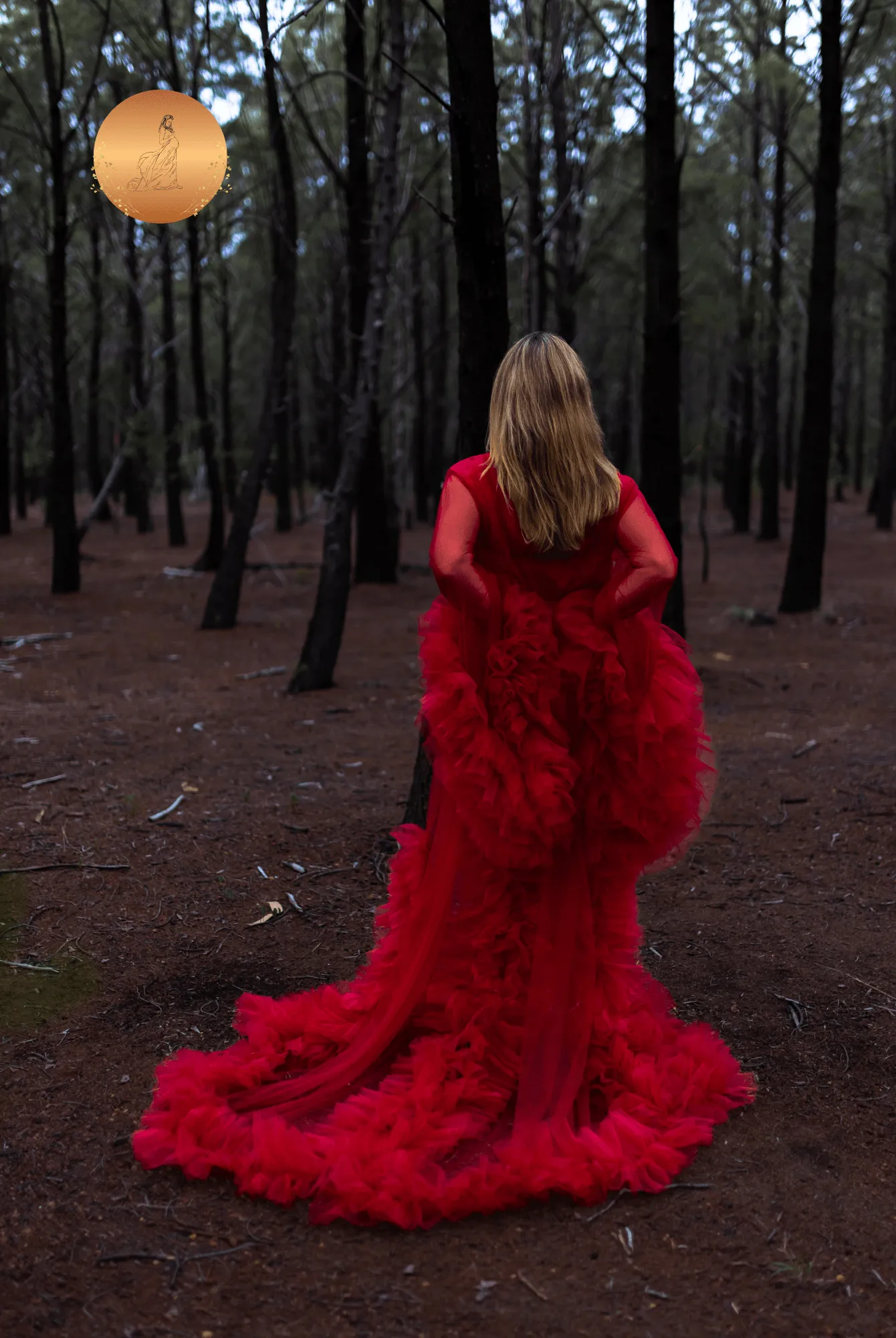 Dress Hire - Maternity Photoshoot Dresses - Ari - Red Tulle Robe - 4 DAY RENTAL