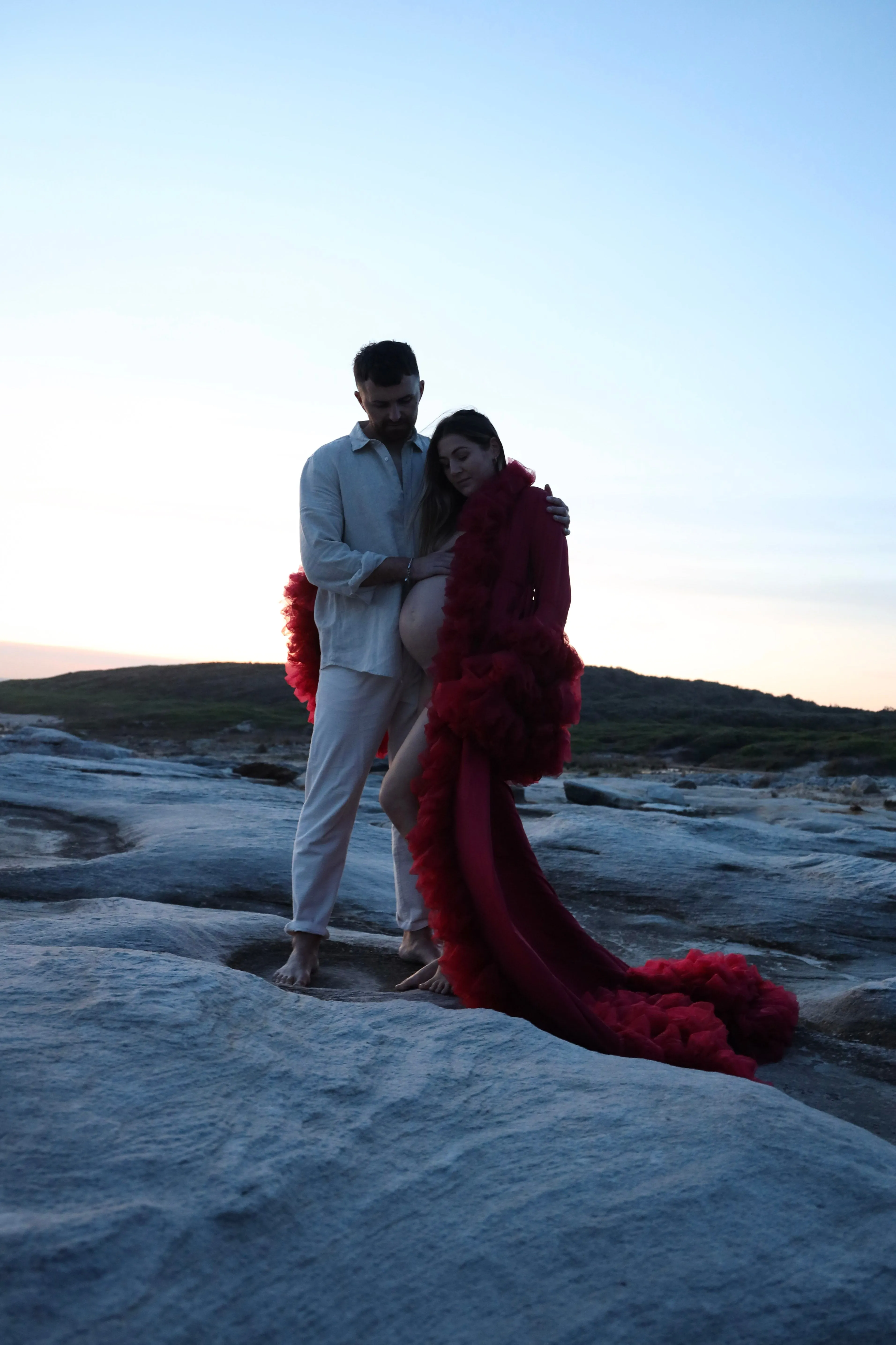 Dress Hire - Maternity Photoshoot Dresses - Donna - Red Tulle Robe - 4 DAY RENTAL